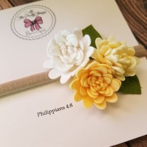 Yellow Felt Flower Nylon Headband